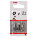 Bosch Schrauberbit-Set, Extra Hard, 3-tlg., PH1, PH2, PH3, 25 mm #2607001752