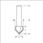 Bosch V-Nutfräser, 6 mm, D1 6,35 mm, L 9,2 mm, G 48 mm, 90° #2608628445