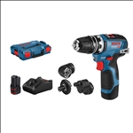 Bosch Akku-Bohrschrauber GSR 12V-35 FC, mit 2 x 3.0 Ah Li-Ion Akku, 4 Aufsätze, L-BOXX #06019H3000