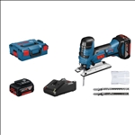 Bosch Akku-Stichsäge GST 18V-LI S, L-BOXX 136, 2 x Li-Ion-Akku 4,0 Ah, Stichsägeblatt #06015A5107