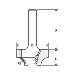 Bosch Kantenform-Ovolo-Fräser, 8 mm, R1 6,3 mm, D 25,4 mm, L 14 mm, G 46 mm #2608628355