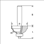 Bosch Kantenformfräser E, 8 mm, R1 9,5 mm, D 35 mm, L 16,2 mm, G 59 mm #2608628358