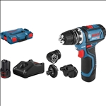 Bosch Akku-Bohrschrauber GSR 12V-15 FC, mit 2 x 2.0 Ah-Akku, L-BOXX, 4 Aufsätze #06019F6000