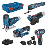 Bosch Combo Kit Set mit 5 12V-Werkzeugen: GSR (FC)+GOP+GHO+GWS+GST+3x GBA+GAL+XL-BOXX #0615A0017D