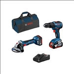 Bosch Combo Kit 18V kit: GSB + GWS, 2 x Akku GBA 18V 4.0Ah, Schnellladegerät, Tasche #0615990M4A