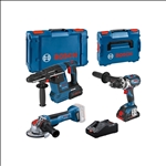 Bosch Combo Kit Set, 3 18V-Werkzeuge: GSR 18V-110C, GWX 18V-10 P, GBH 18V-26F, 2x Akku #0615990N2X