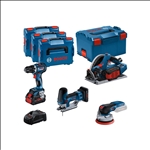 Bosch Combo Kit Set mit 4x 18V-Werkzeugen: GSR, GKT, GST, GEX, 3x Akku #0615990N36