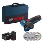 Bosch Akku-Winkelschleifer GWS 12V-76, 2 x Akku GBA 12V 2.0Ah #06019F200C