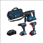 Bosch Combo Kit 3-tlg. 18V: GSR 18V-55/GDX 18V-200/GBH 18V-22, 3 x Akku, Schnellladeg. #0615A5003B