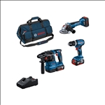 Bosch Combo Kit Combo Kit 18V (3): GSB 18V-45+GWS 18V-10+GBH 18V-22+2x 5.0Ah+1x 5.5Ah #0615A5004C