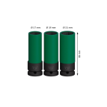 Bosch PRO Impact Socket Set mit PET-Abdeckungen, 1/2 Zoll, extra tief, 3‑tlg. #2608003033