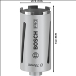 Bosch PRO Trockenbohrkrone, 78 x 150 mm, G 1/2 Zoll #2608587324