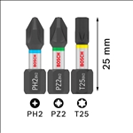 Bosch PRO Impact Schlagschrauber-Bit-Satz, PH2/PZ2/T20/T25/T30, 25 mm, 10 x 25 Stück #2608521U63