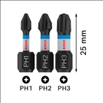 Bosch PRO PH Impact Bit, PH1 x 25, PH2 x 25, PH3 x 25 mm, 3-tlg. #2608522470