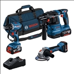 Bosch Combo Kit 3 x 18V: GSR + GWS + GBH + 3 x Akku, Bosch Professional Werkzeugtasche #0615A5007L