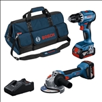 Bosch Combo Kit 2 x 18V: GSR + GWS + 2 x Akku, Bosch Professional Werkzeugtasche #0615A5007N