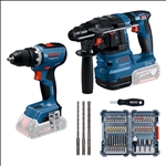Bosch 2 x 18V-Set: GSR + GBH, 45-tlg. Schraubendreher-Set, 3-tlg. Bohrer-Set #0615V0003E
