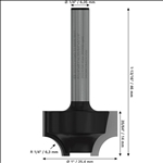 Bosch "PRO Abrundfräser, L 1/4"", Schaft 1/4""" #2608628424
