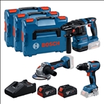 Bosch Combo Kit 18V-Set mit 3 Werkzeugen: GSR + GBH + GWS + 2x GBA 5.0 Ah + GAL 18V-40 #0615A5009G