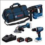 Bosch Combo Kit Set mit 3 18V-Werkzeugen: GSB + GBH + GWS + 2x GBA 4.0Ah + GAL18V-40 #0615A500AG