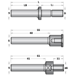 CMT C824 Nutenfräserdorn mit Abstandshalter - S=12,7mm, D=M8, L1=40 #C82412800
