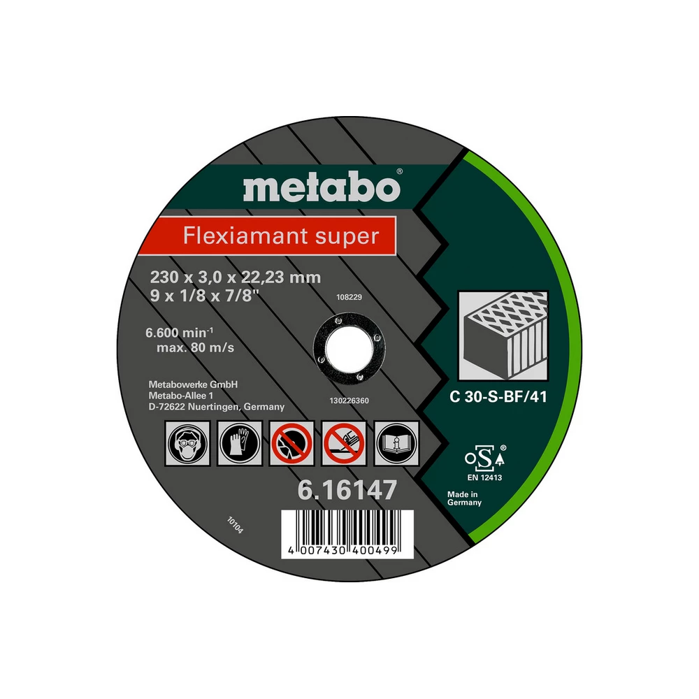 Metabo Flexiamant super 230x3,0x22,23 Stein, Trennscheibe, gekröpfte Ausführung #616303000