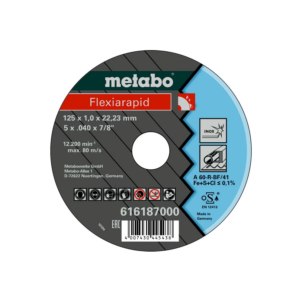 Metabo Flexiarapid 125x1,0x22,23 Inox, Trennscheibe, gerade Ausführung #616187000