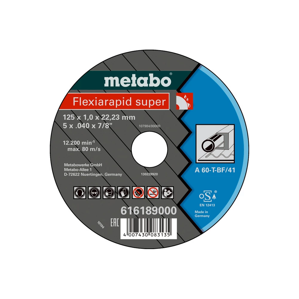 Metabo Flexiarapid super 125x1,0x22,23 Stahl, Trennscheibe, gerade Ausführung #616189000
