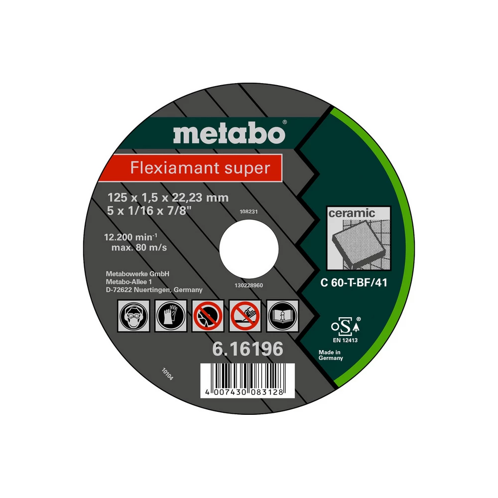 Metabo Flexiamant super 125x1,5x22,23 Keramik, Trennscheibe, gerade Ausführung #616196000