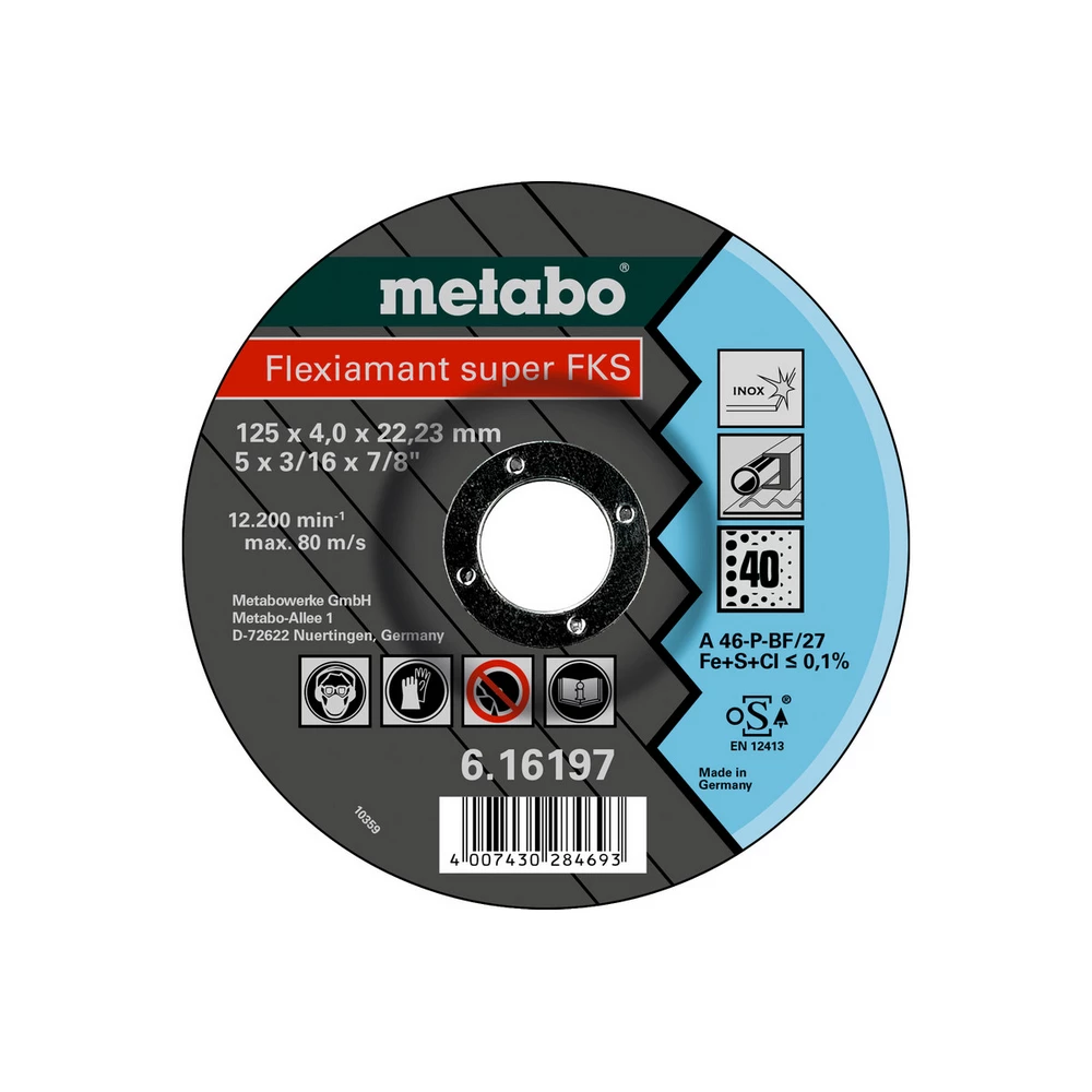 Metabo Flexiamant Super FKS 60, 125x4,0x22,23 Inox, Schruppscheibe, gekröpfte Ausführung #616198000