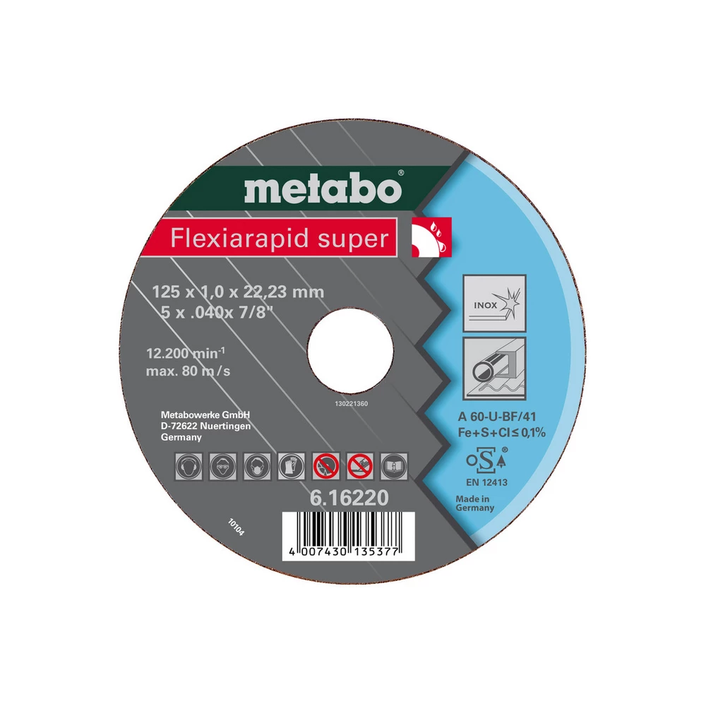 Metabo Flexiarapid super 125x1,6x22,23 Inox, Trennscheibe, gerade Ausführung #616222000