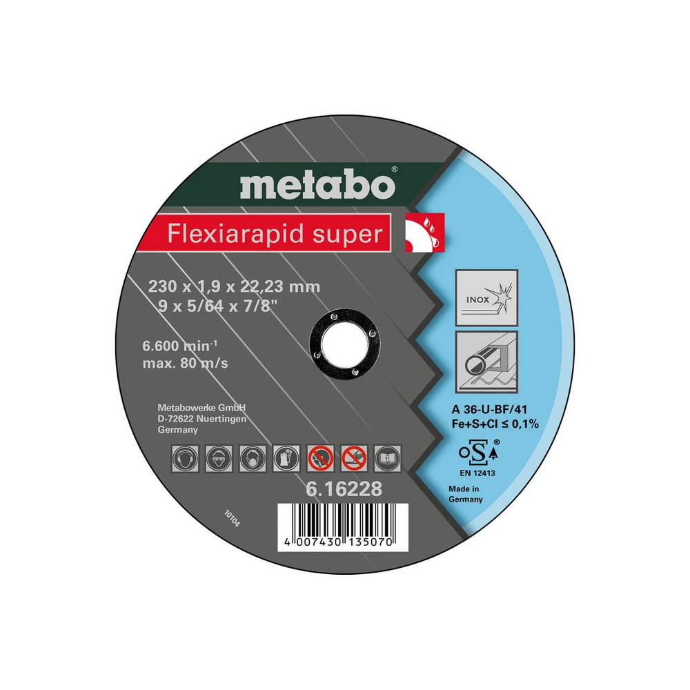 Metabo Flexiarapid super 230x1,9x22,23 Inox, Trennscheibe, gerade Ausführung #616228000