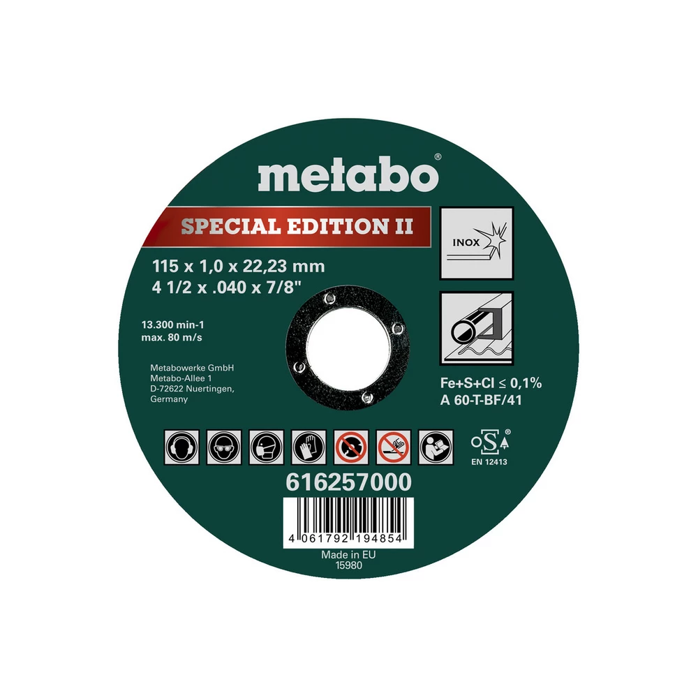 Metabo Special Edition II 115 x 1,0 x 22,23 mm, Inox, Trennscheibe, gerade Ausführung #616257000