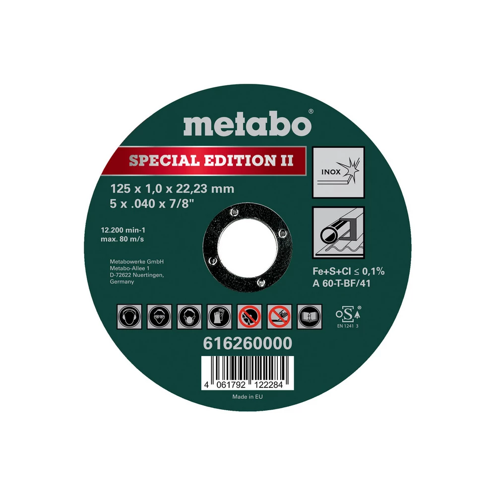 Metabo Special Edition II 125 x 1,0 x 22,23 mm, Inox, Trennscheibe, gerade Ausführung #616260000