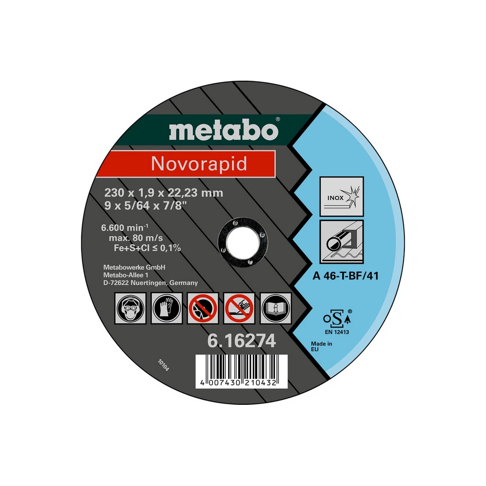 Metabo Novorapid 230 x 1,9 x 22,23 mm, Inox, Trennscheibe, gerade Ausführung #616274000