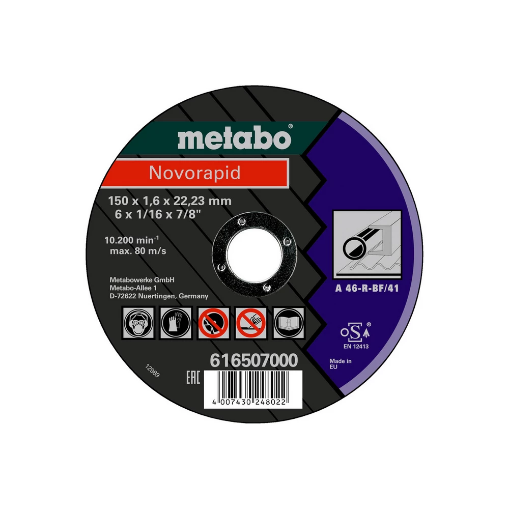Metabo Novorapid 150 x 1,6 x 22,23 mm, Stahl, Trennscheibe, Form 41 #616507000