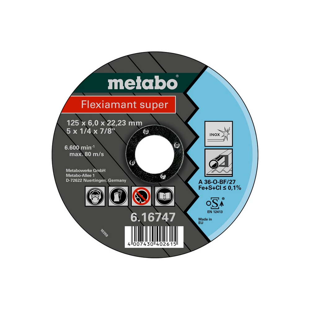 Metabo Flexiamant super 125x6,0x22,23 Inox, Schruppscheibe, gekröpfte Ausführung #616747000