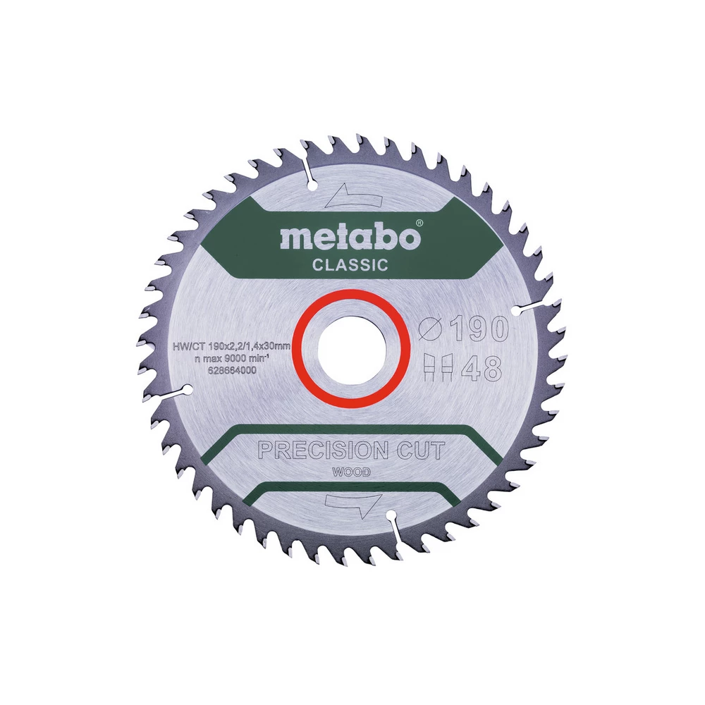 Metabo Sägeblatt precision cut wood - classic, 190x2,2/1,4x30 Z48 WZ 15° /B #628664000 
