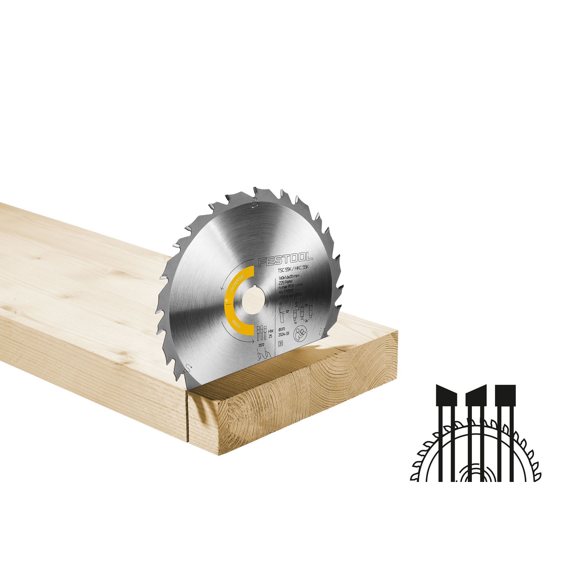 Festool Kreissägeblatt WOOD UNIVERSAL HW 160x1,6x20 FWW25 #578585