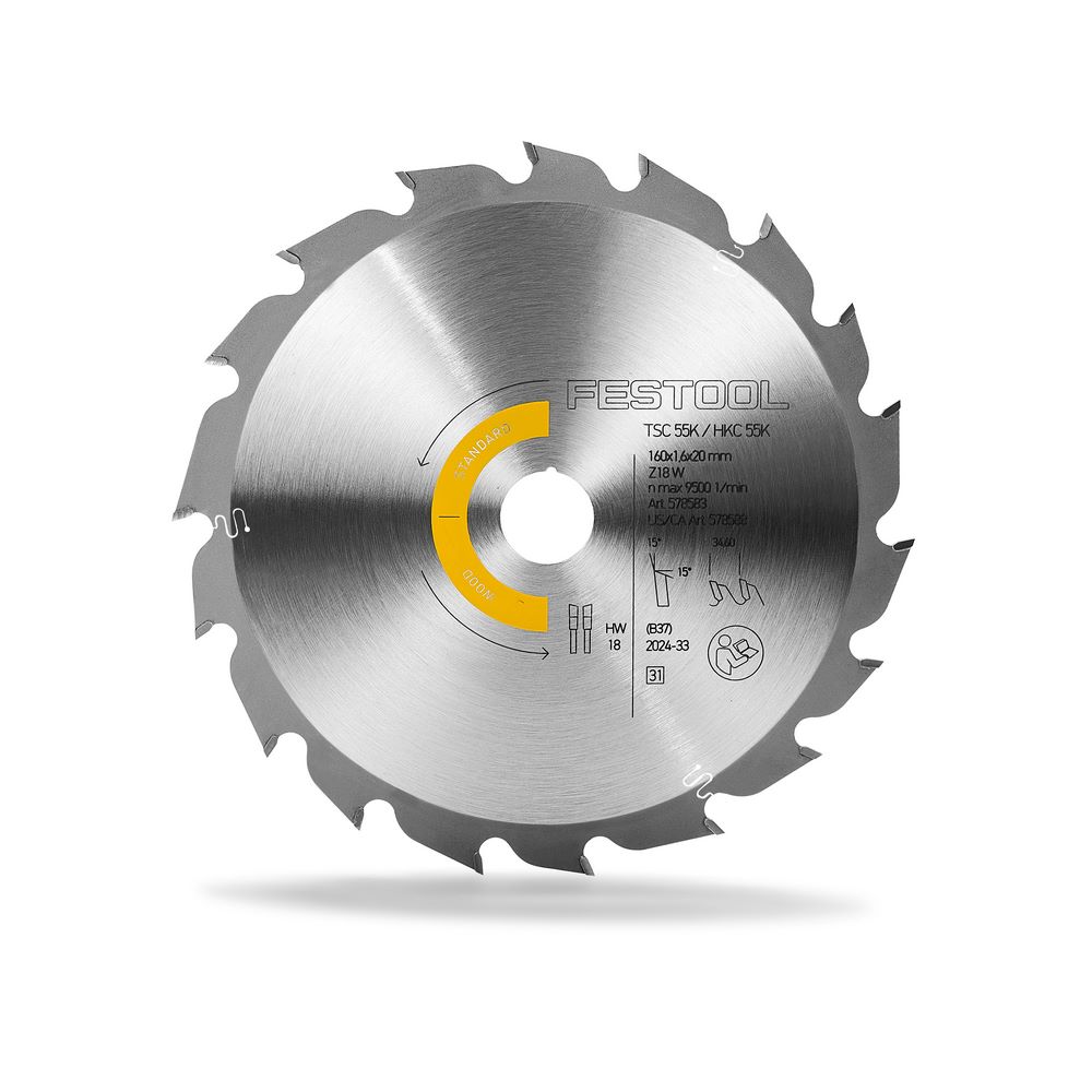 Festool Kreissägeblatt WOOD STANDARD HW 160x1,6x20 W18 #578583