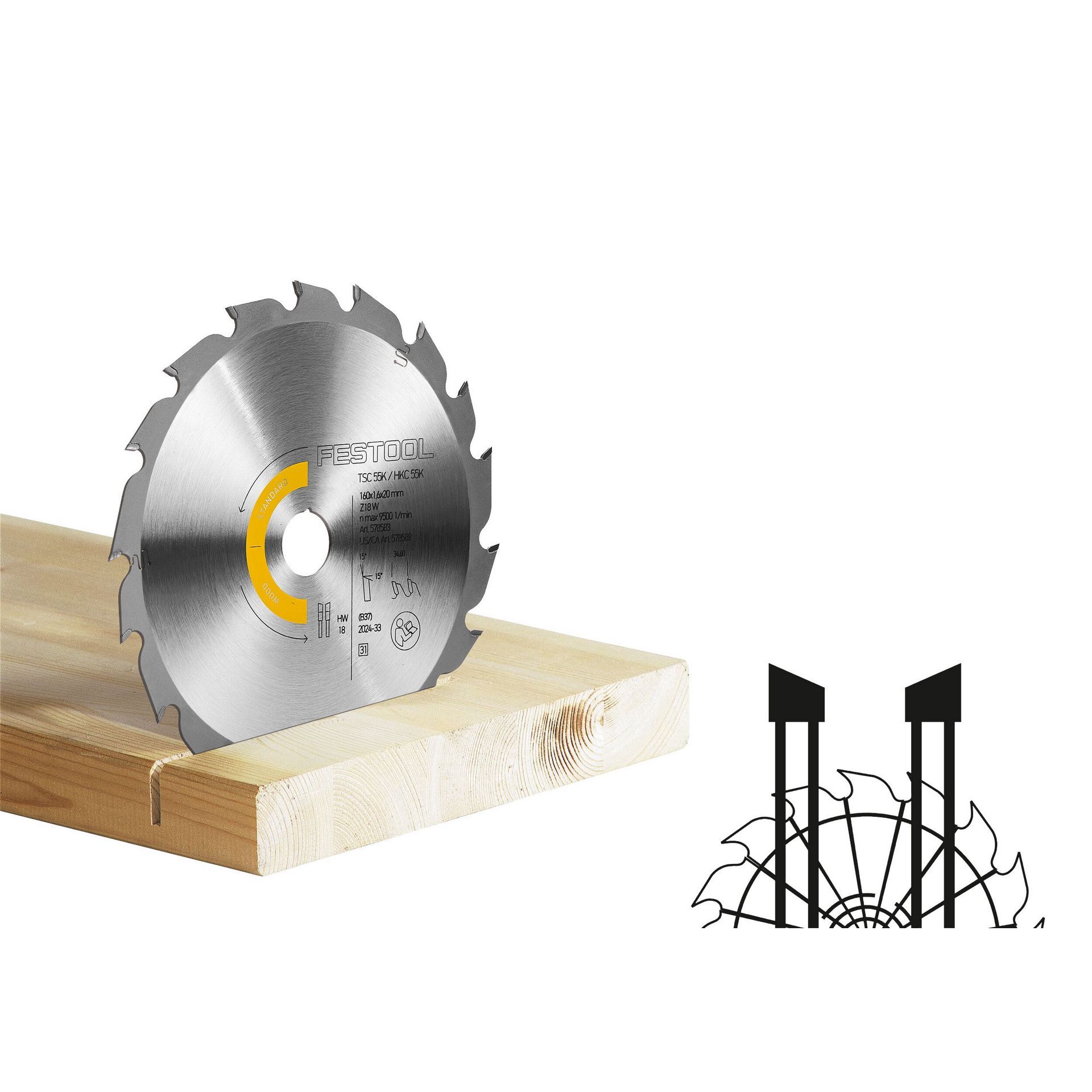 Festool Kreissägeblatt WOOD STANDARD HW 160x1,6x20 W18 #578583